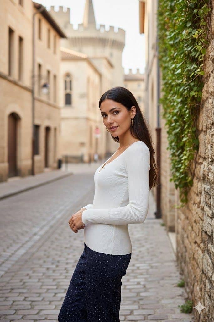 Ribbed V-neck sweater