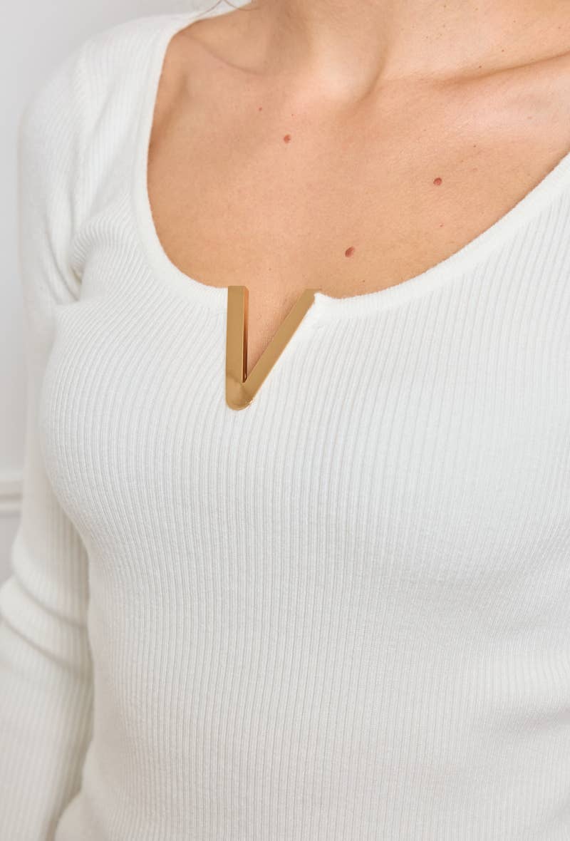 Ribbed V-neck sweater