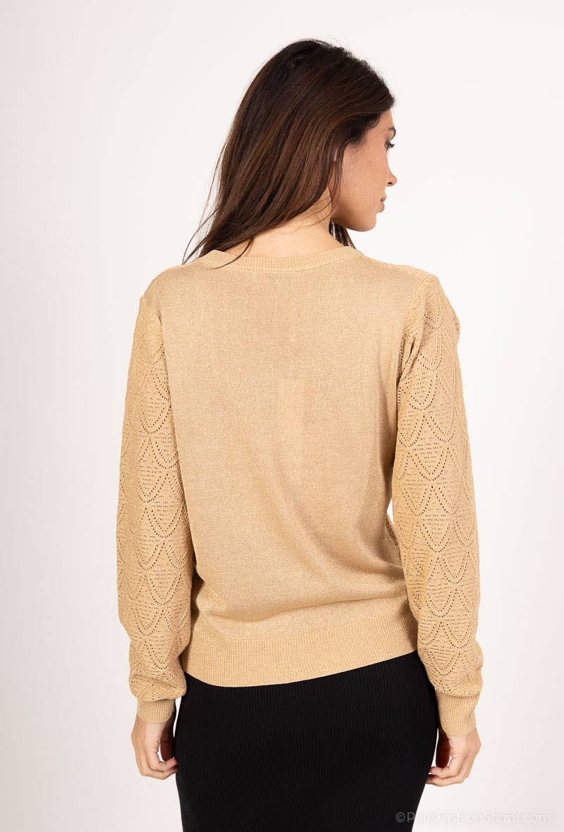 Openwork diamond-pattern sweater