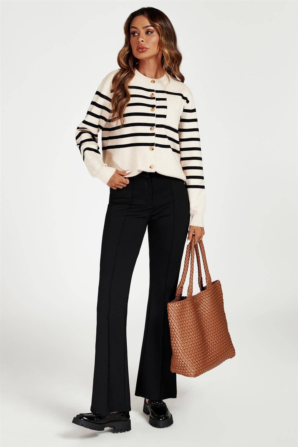 Pocket Stripe Knitted Cardigan