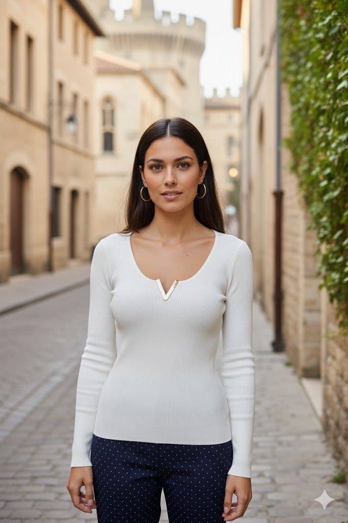 Ribbed V-neck sweater