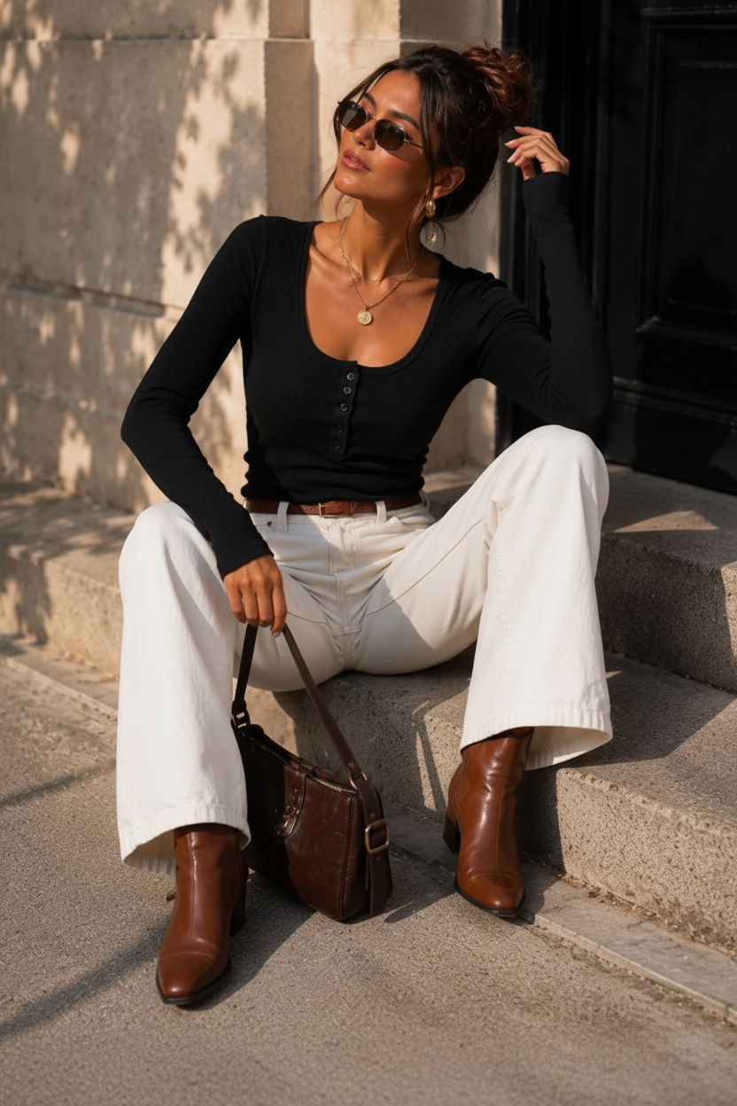 The Mia Button-Detail Ribbed Top
