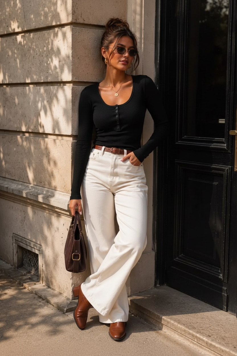 The Mia Button-Detail Ribbed Top